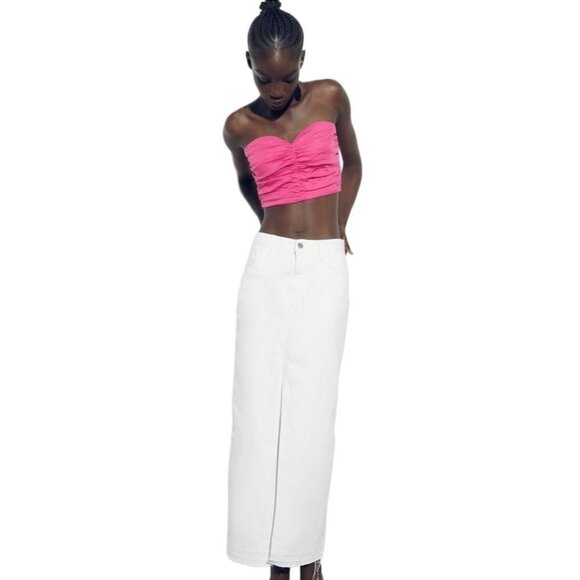 ZARA STRAPLESS CROPPED TOP PINK SIZE S | 3466/345 - Picture 1 of 4
